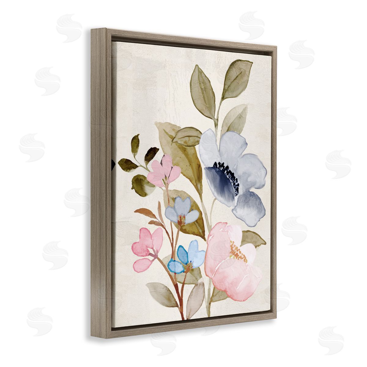 Kim Allen Soft Cottage Florals Brown Floater Frame Canvas Artside_