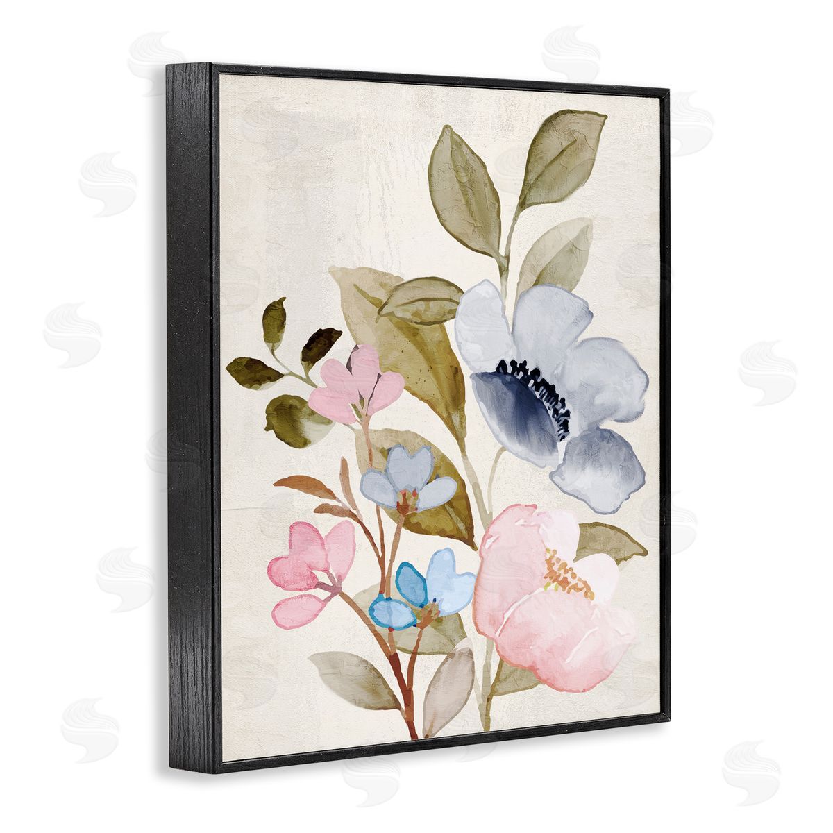Kim Allen Soft Cottage Florals Black Framed Giclee Wall Artside_