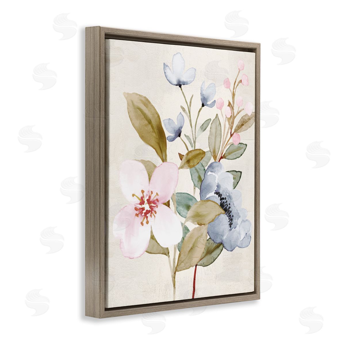 Kim Allen Soft Pastel Flowers Brown Floater Frame Canvas Artside_