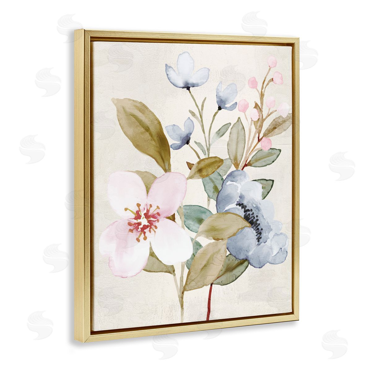 Kim Allen Soft Pastel Flowers Gold Floater Frame Canvas Artside_