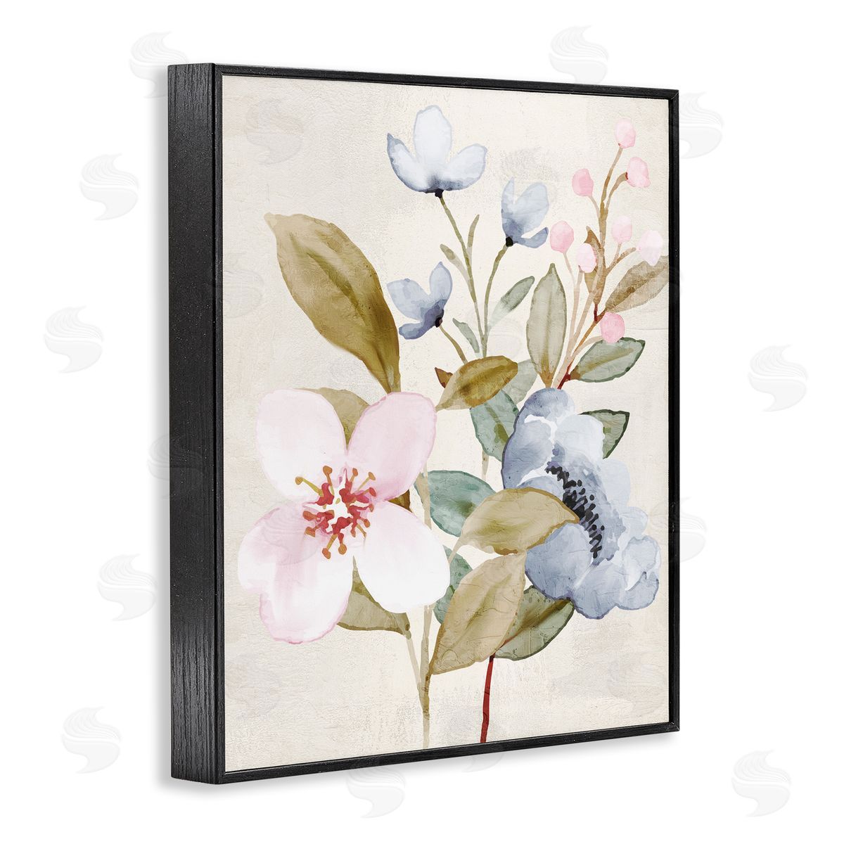 Kim Allen Soft Pastel Flowers Black Framed Giclee Wall Artside_