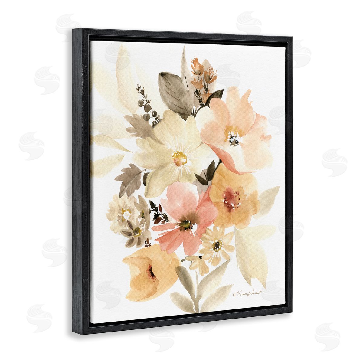 Kelley Talent Mixed Muted Bouquet Black Floater Frame Canvas Artside_