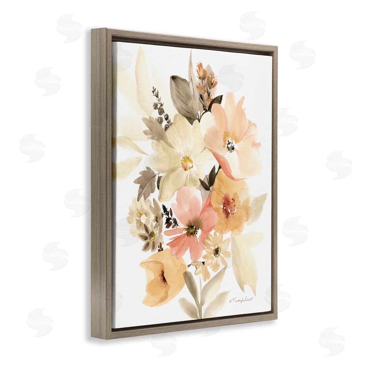 Kelley Talent Mixed Muted Bouquet Brown Floater Frame Canvas Artside_