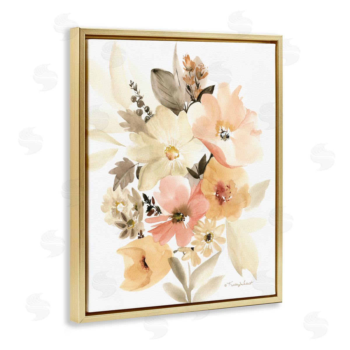 Kelley Talent Mixed Muted Bouquet Gold Floater Frame Canvas Artside_