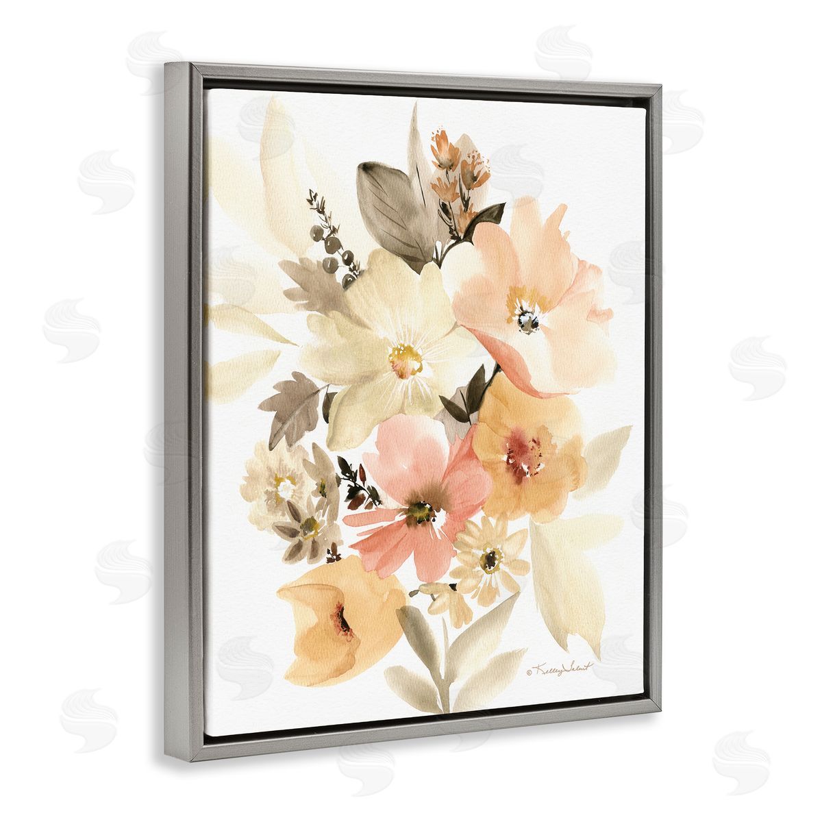 Kelley Talent Mixed Muted Bouquet Gray Floater Frame Canvas Artside_