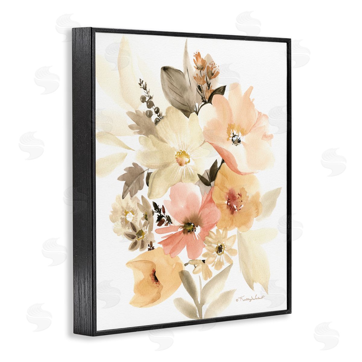 Kelley Talent Mixed Muted Bouquet Black Framed Giclee Wall Artside_