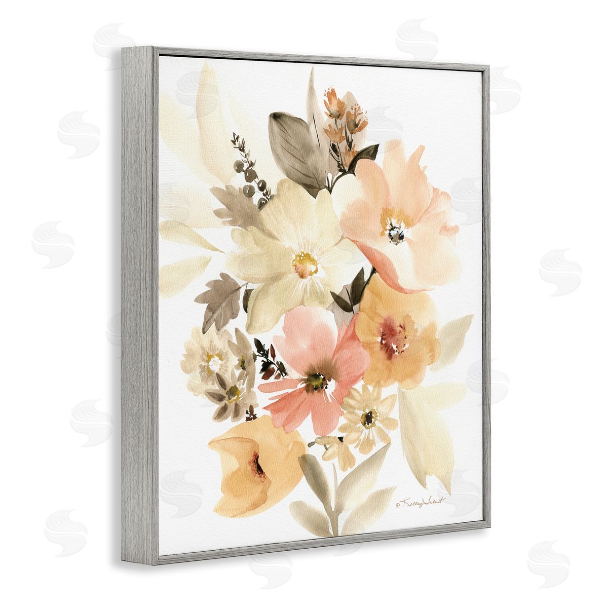 Kelley Talent Mixed Muted Bouquet Gray Framed Giclee Wall Artside_