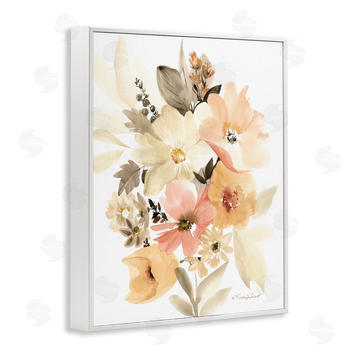 Kelley Talent Mixed Muted Bouquet White Framed Giclee Wall Artside_