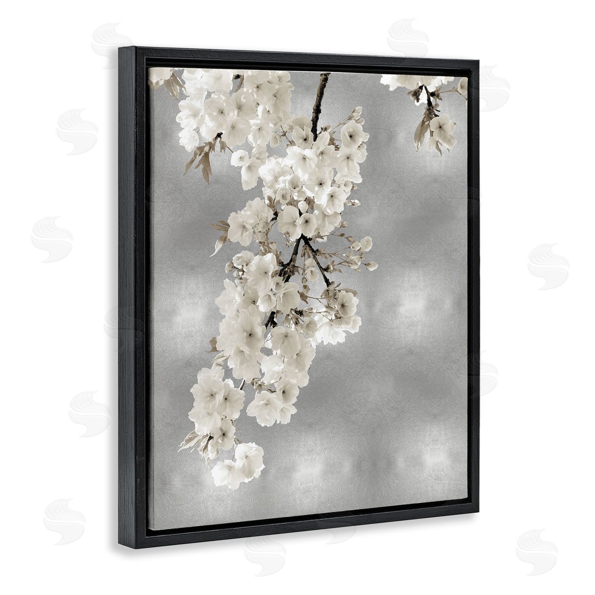 Kate Bennett Cherry Blossoms on Grey Black Floater Frame Canvas Artside_