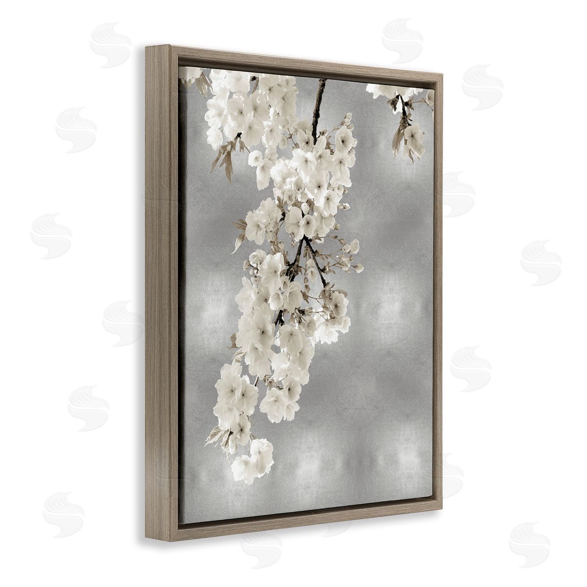 Kate Bennett Cherry Blossoms on Grey Brown Floater Frame Canvas Artside_