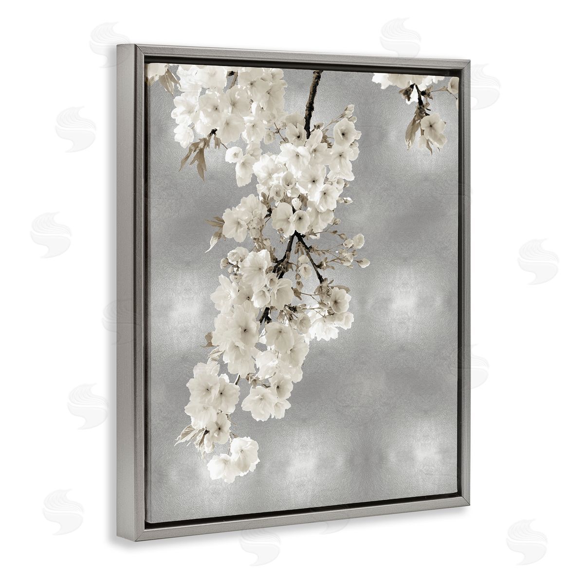 Kate Bennett Cherry Blossoms on Grey Gray Floater Frame Canvas Artside_