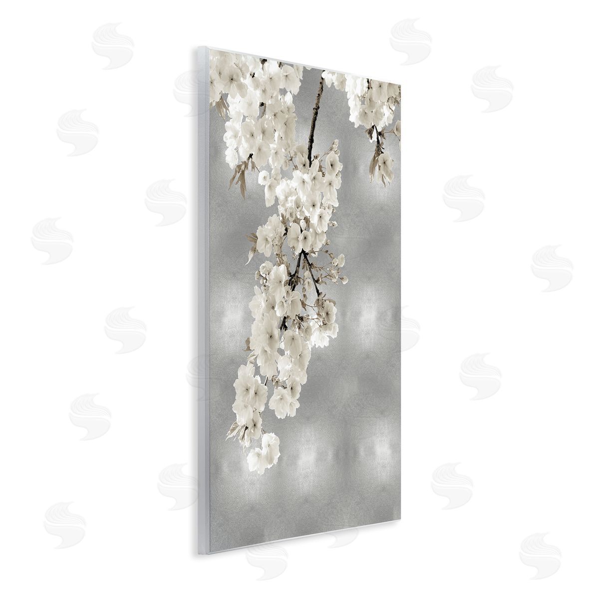 Kate Bennett Cherry Blossoms on Grey Wall Plaque Artside_