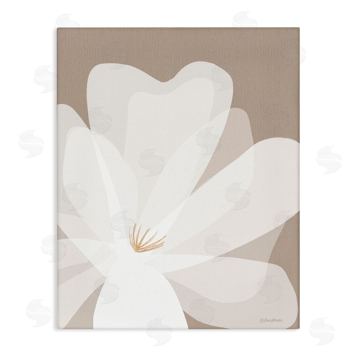 Lisa Larson Beige Modern Lily Canvas Wall Art