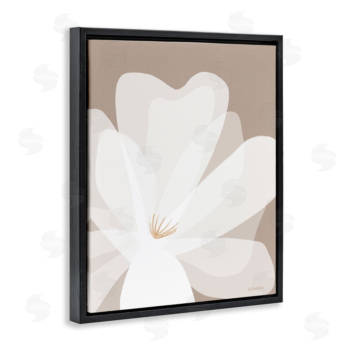 Lisa Larson Beige Modern Lily Black Floater Frame Canvas Artside_