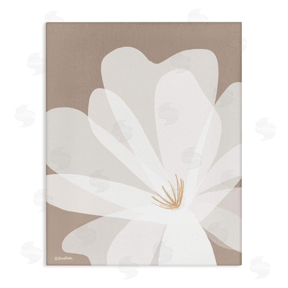 Lisa Larson Beige & White Lily Canvas Wall Art