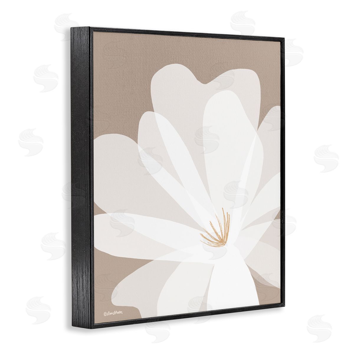 Lisa Larson Beige & White Lily Black Framed Giclee Wall Artside_
