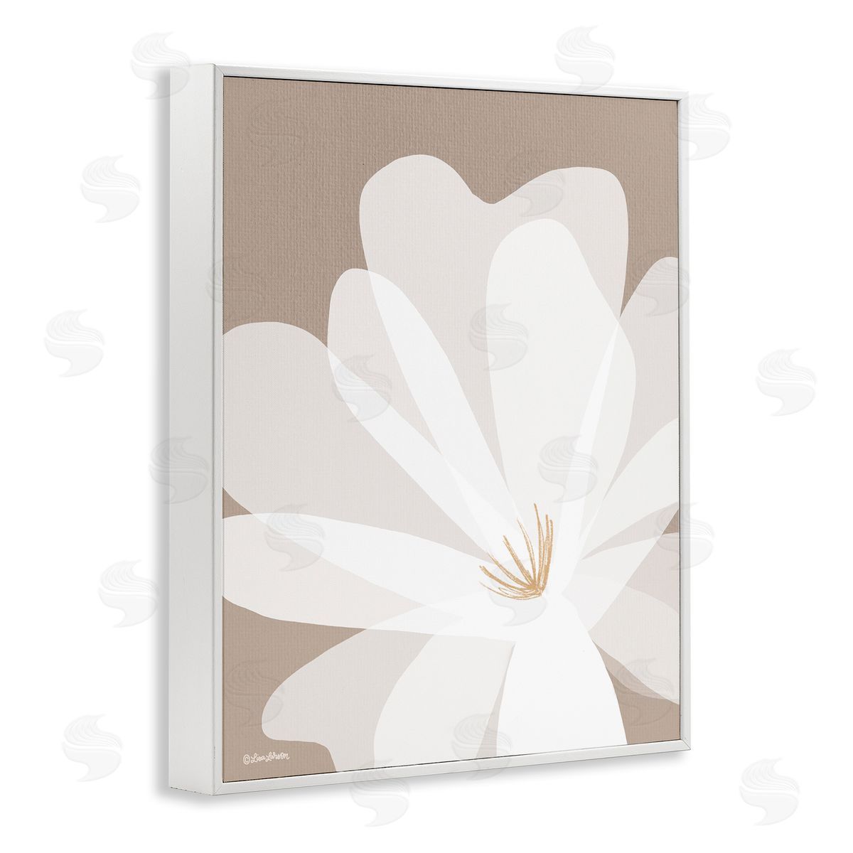 Lisa Larson Beige & White Lily White Framed Giclee Wall Artside_