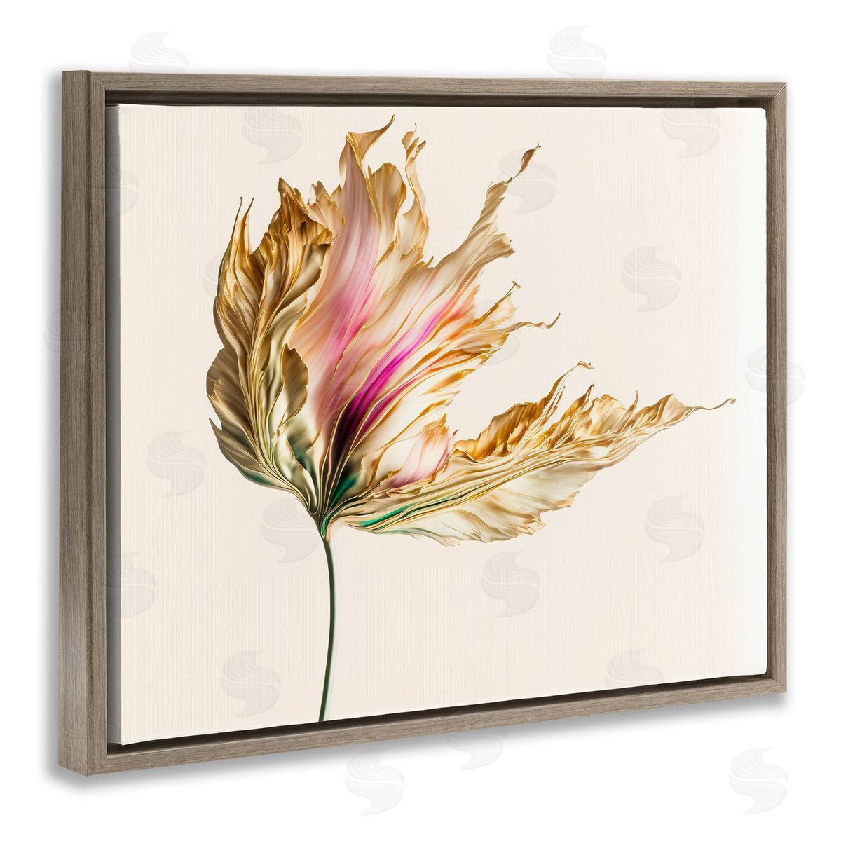 Leah McLean Abstract Lily Petals Brown Floater Frame Canvas Artside_