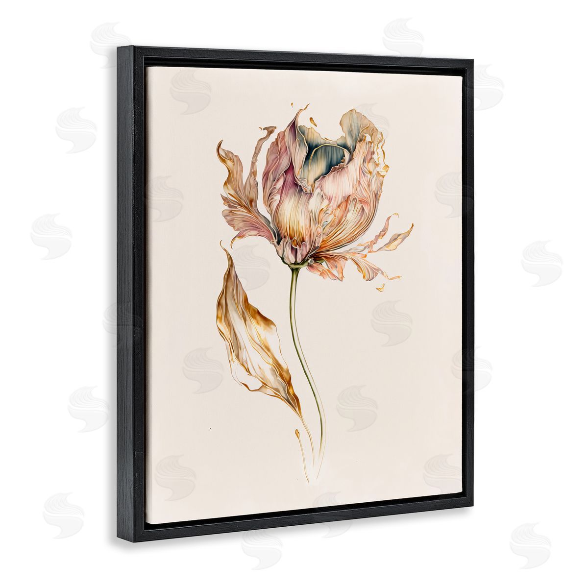 Leah McLean Vintage Tulip Petals Black Floater Frame Canvas Artside_