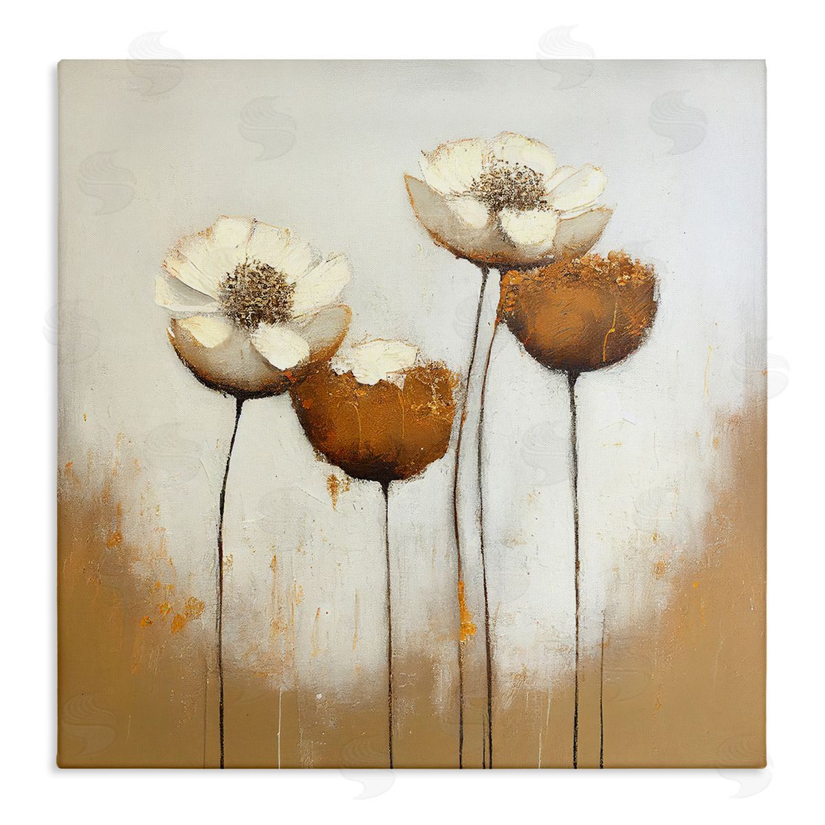Leah McLean Brown & White Tulips Canvas Wall Art