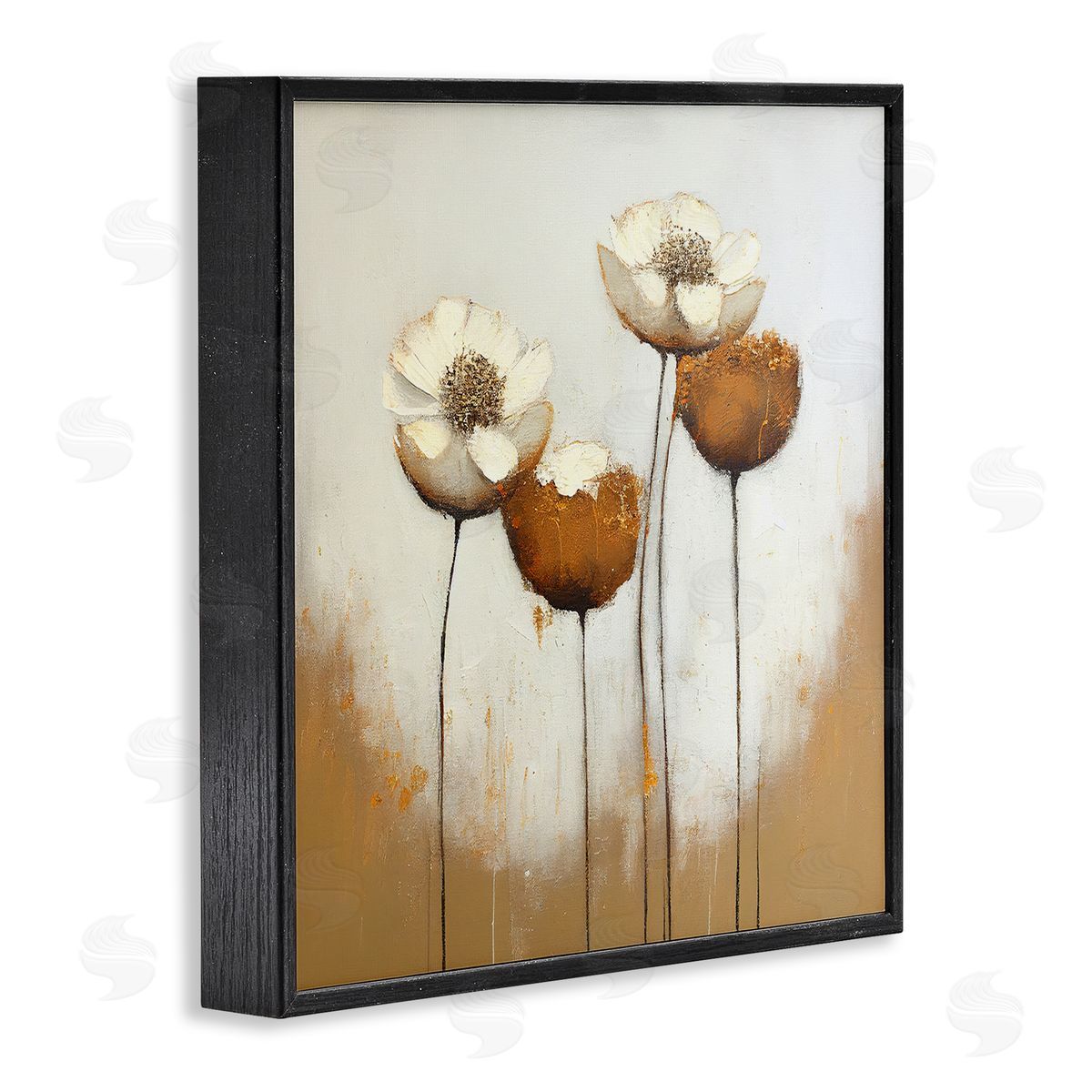 Leah McLean Brown & White Tulips Black Framed Giclee Wall Artside_