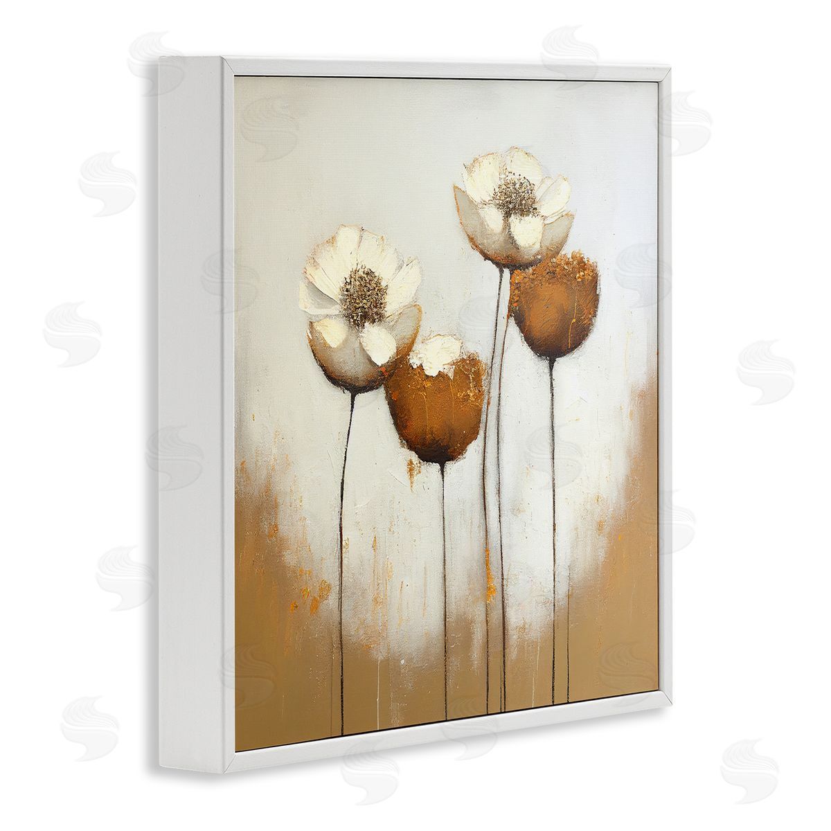 Leah McLean Brown & White Tulips White Framed Giclee Wall Artside_