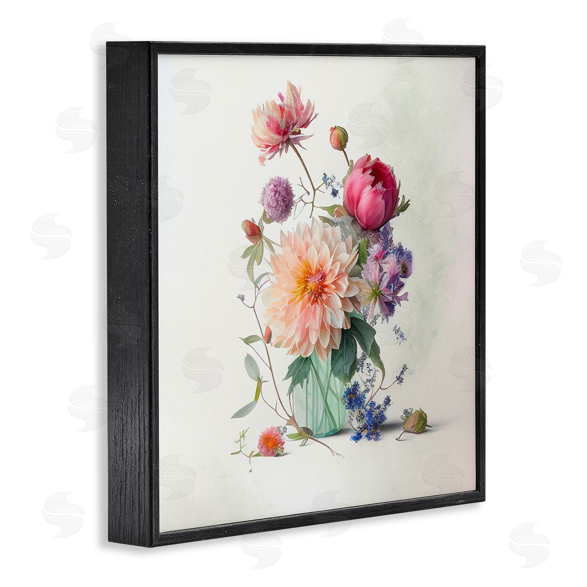 Leah McLean Mixed Blooms Bouquet Black Framed Giclee Wall Artside_