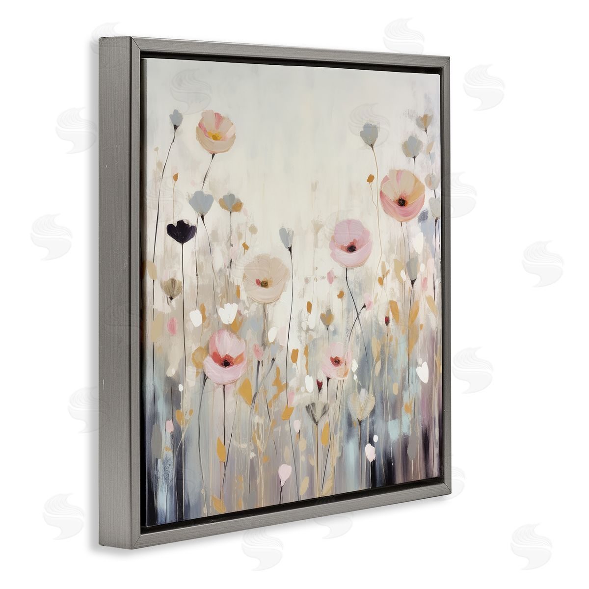 Irena Orlov Pastel Poppy Meadow Gray Floater Frame Canvas Artside_