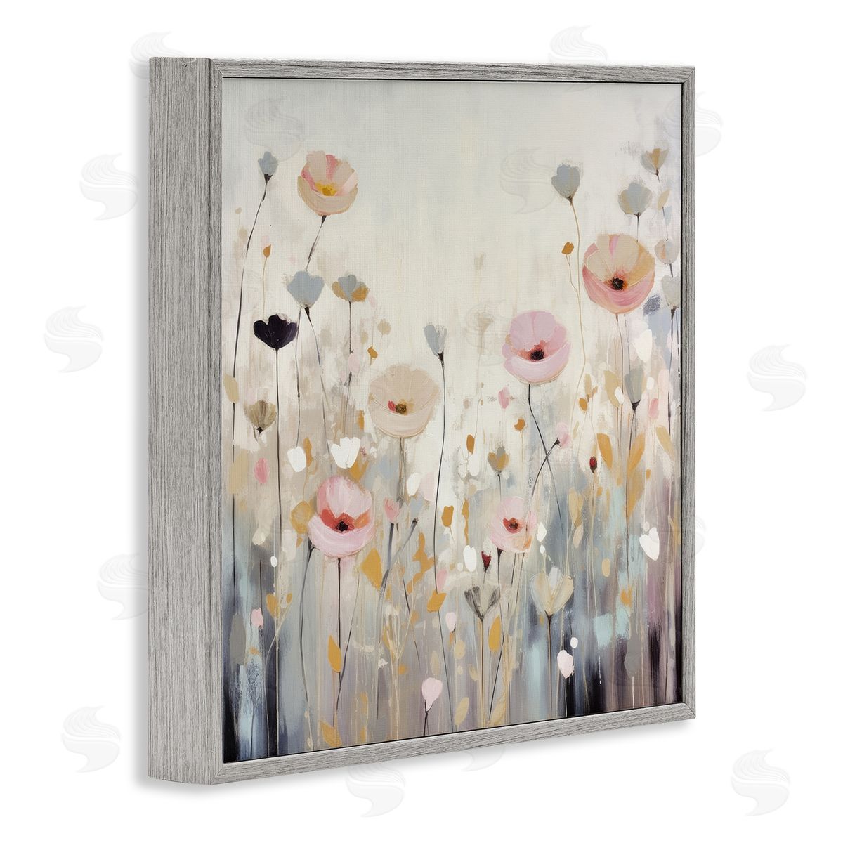 Irena Orlov Pastel Poppy Meadow Gray Framed Giclee Wall Artside_