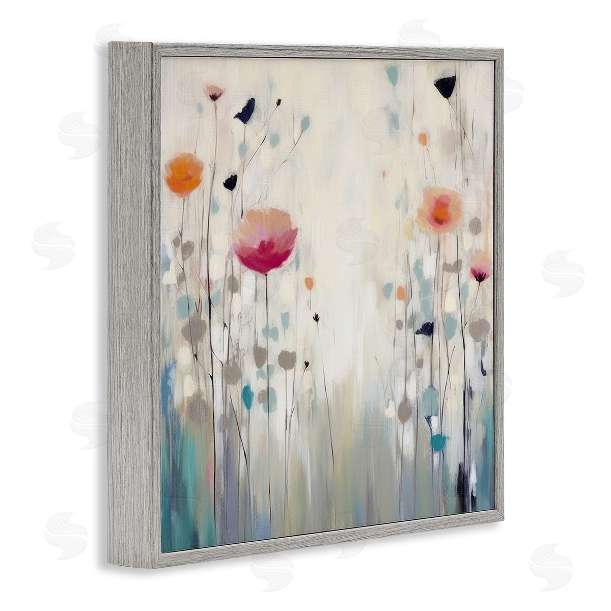 Pastel Poppies Painting Grey Frame Print Wall Art, Home Decor by Irena Orlov