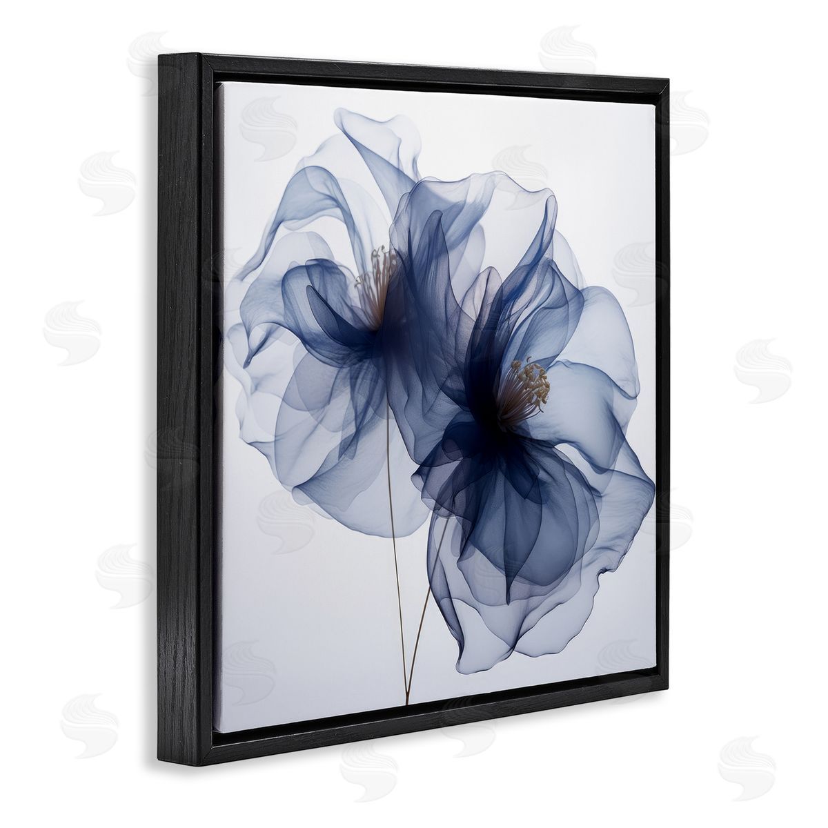 Irena Orlov Blue Modern Bloom Black Floater Frame Canvas Artside_