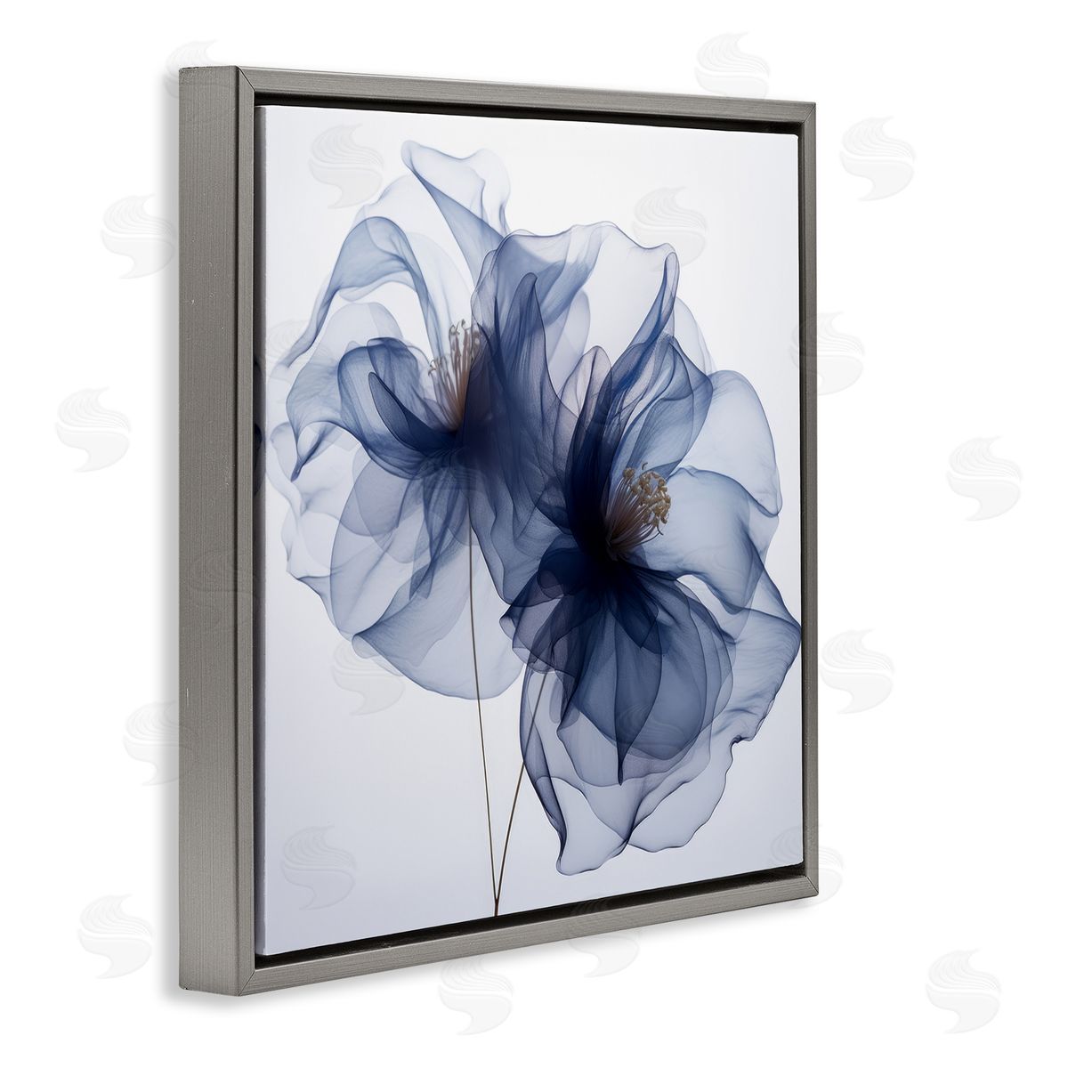 Irena Orlov Blue Modern Bloom Gray Floater Frame Canvas Artside_