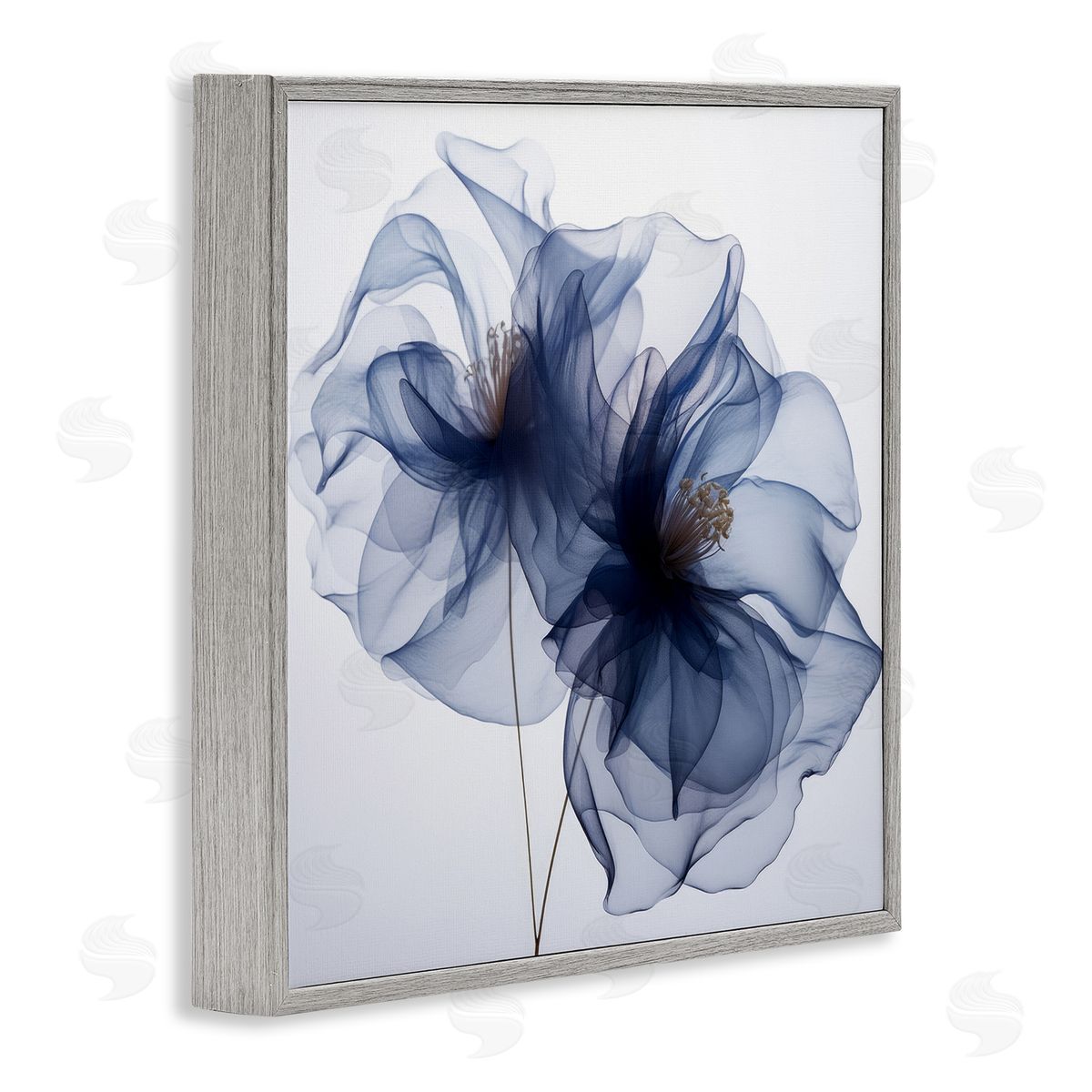 Irena Orlov Blue Modern Bloom Gray Framed Giclee Wall Artside_