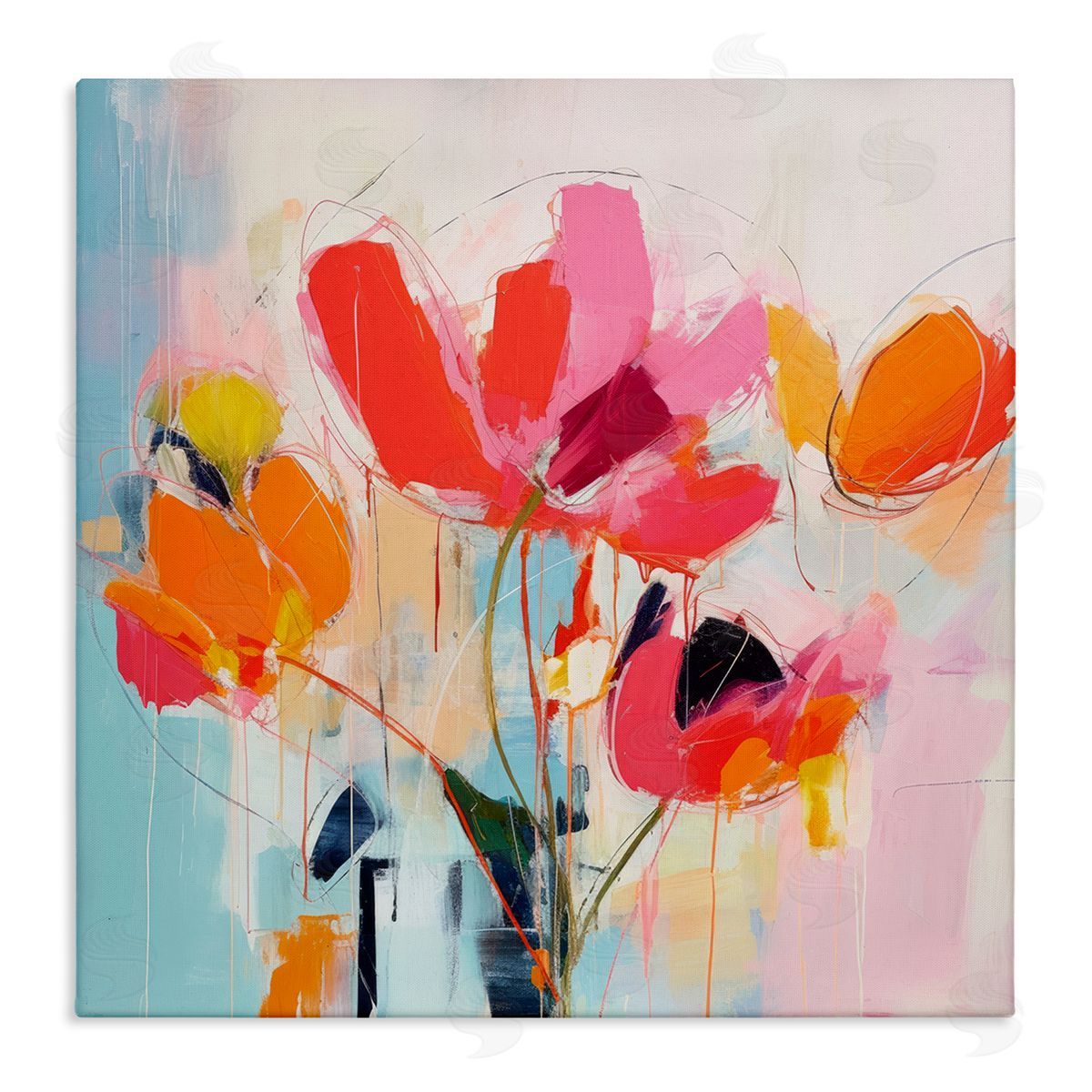 Irena Orlov Abstract Pink Florals Canvas Wall Art