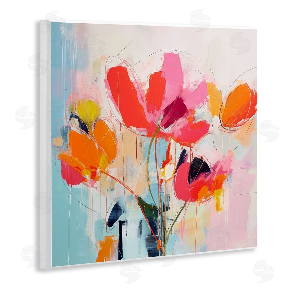 Irena Orlov Abstract Pink Florals Wall Plaque Artside_