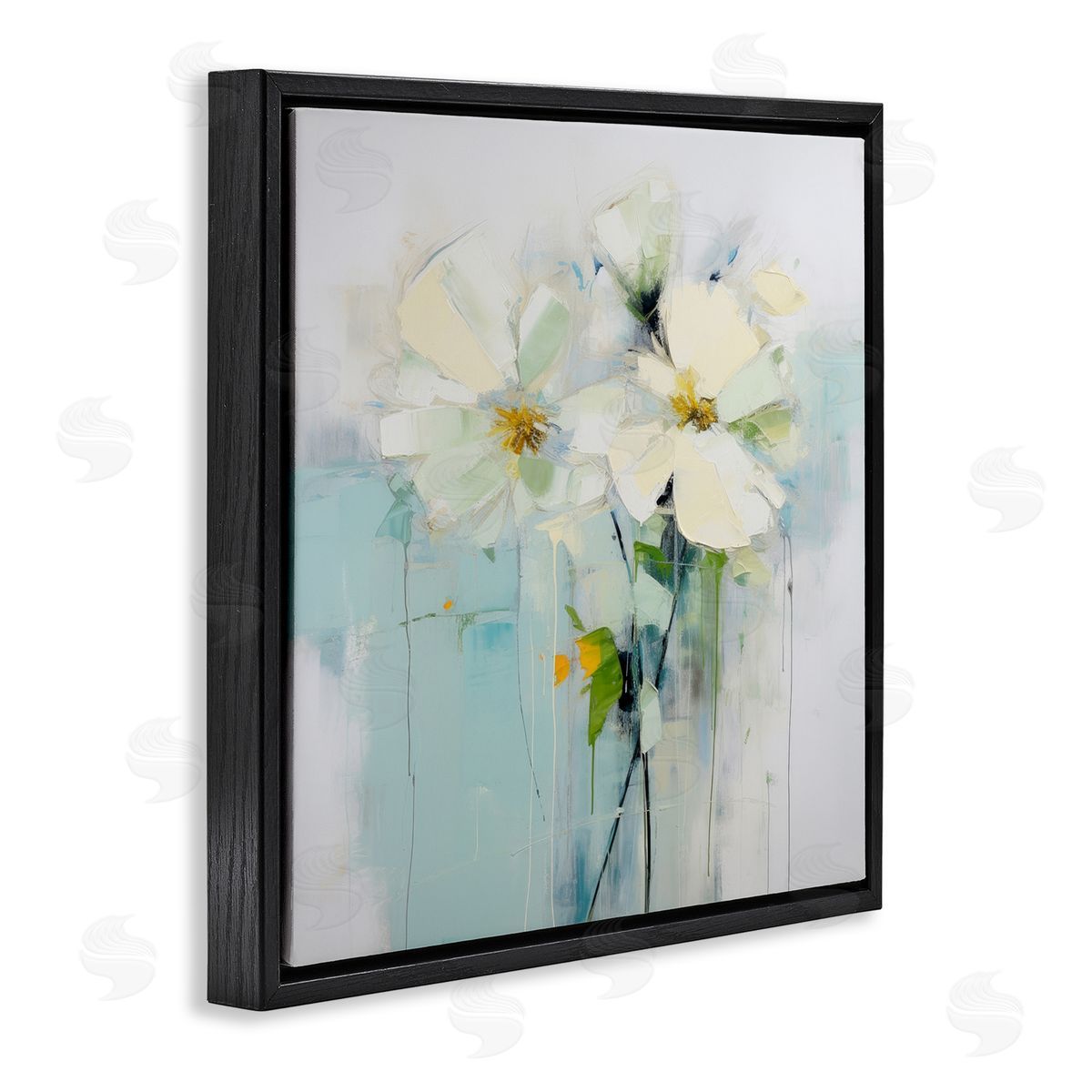 Irena Orlov Abstract White Petals Black Floater Frame Canvas Artside_