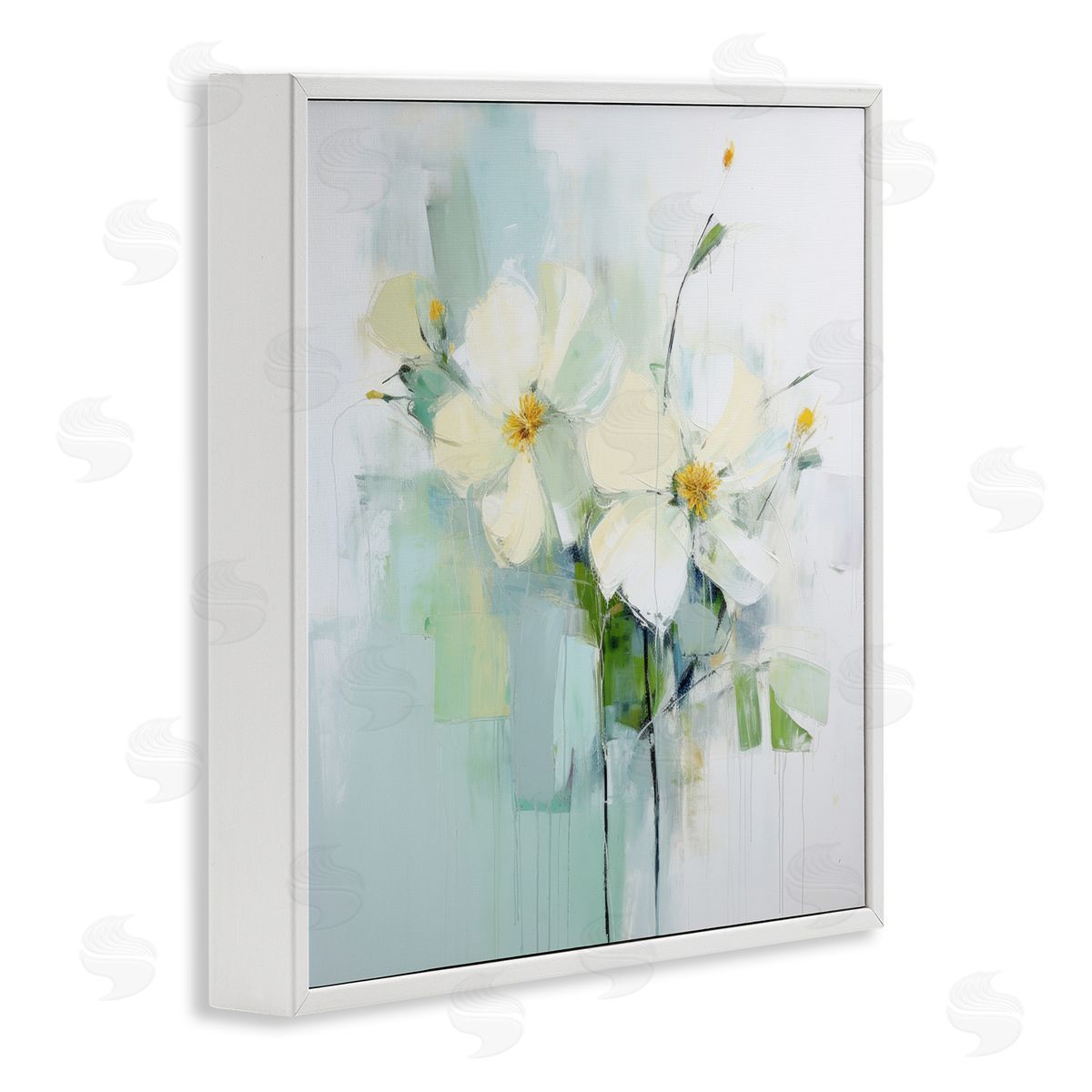 Irena Orlov Abstract White Flowers White Framed Giclee Wall Artside_