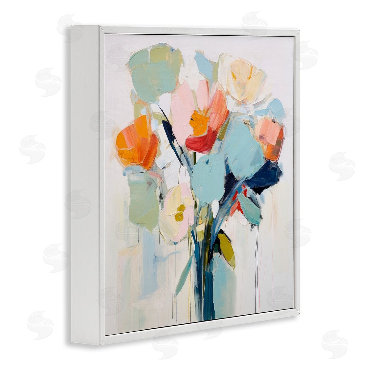 Irena Orlov Pastel Flowers Abstraction White Framed Giclee Wall Artside_
