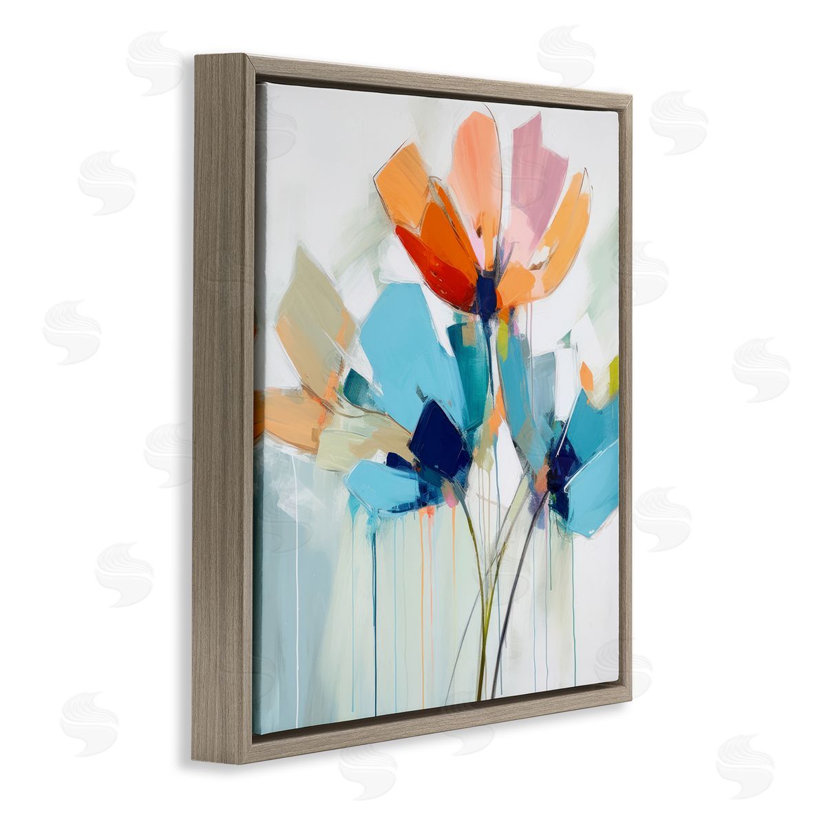 Irena Orlov Modern Tulips Abstraction Brown Floater Frame Canvas Artside_
