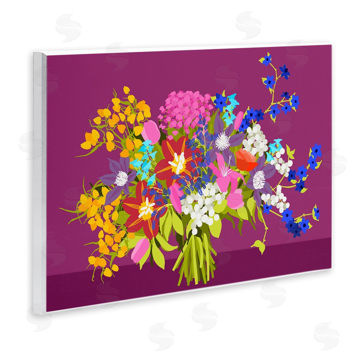 Pragya Kothari Mixed Florals on Purple Wall Plaque Artside_