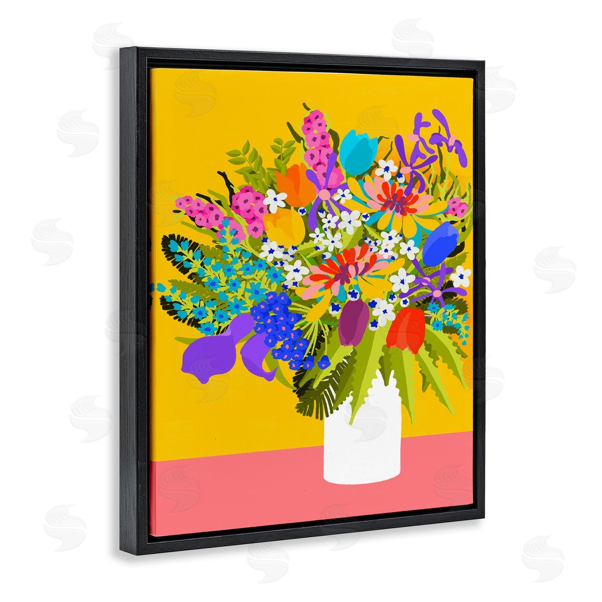 Pragya Kothari Bouquet on Yellow Black Floater Frame Canvas Artside_