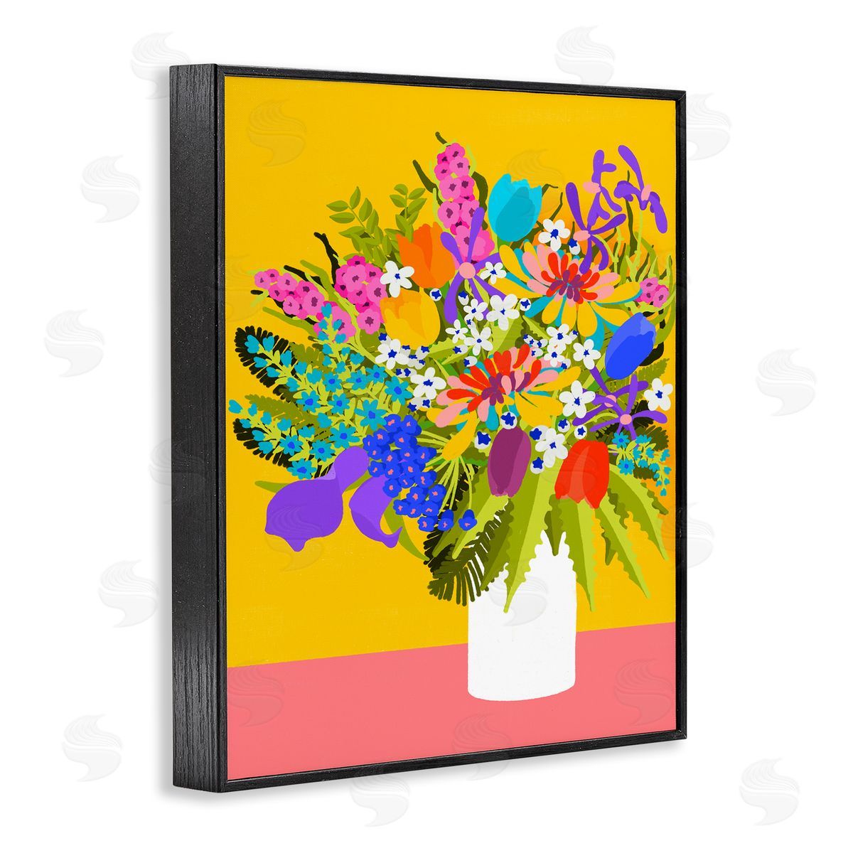 Pragya Kothari Bouquet on Yellow Black Framed Giclee Wall Artside_