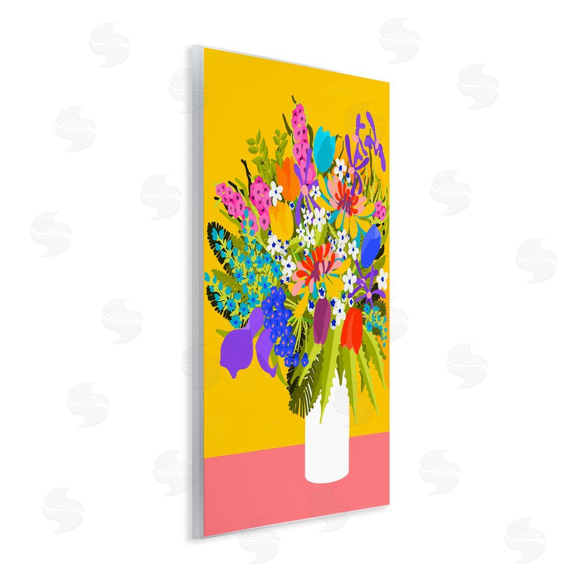Pragya Kothari Bouquet on Yellow Wall Plaque Artside_