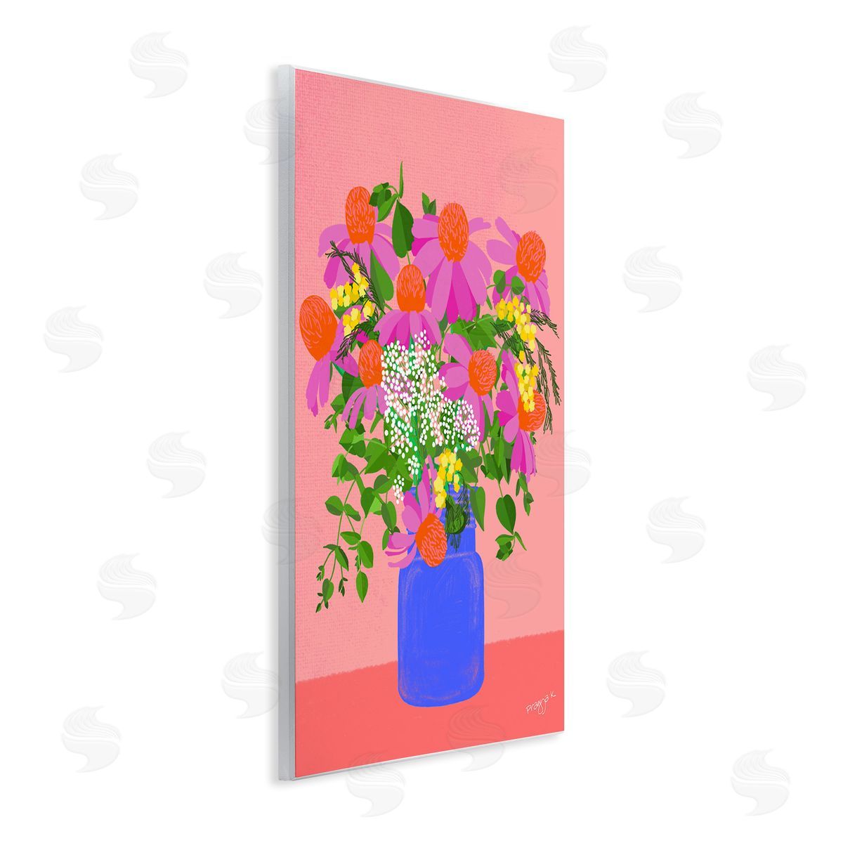 Pragya Kothari Pink Country Daisies Wall Plaque Artside_