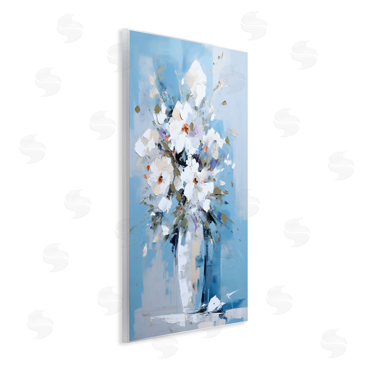 Ray Powers White & Blue Bouquet Wall Plaque Artside_