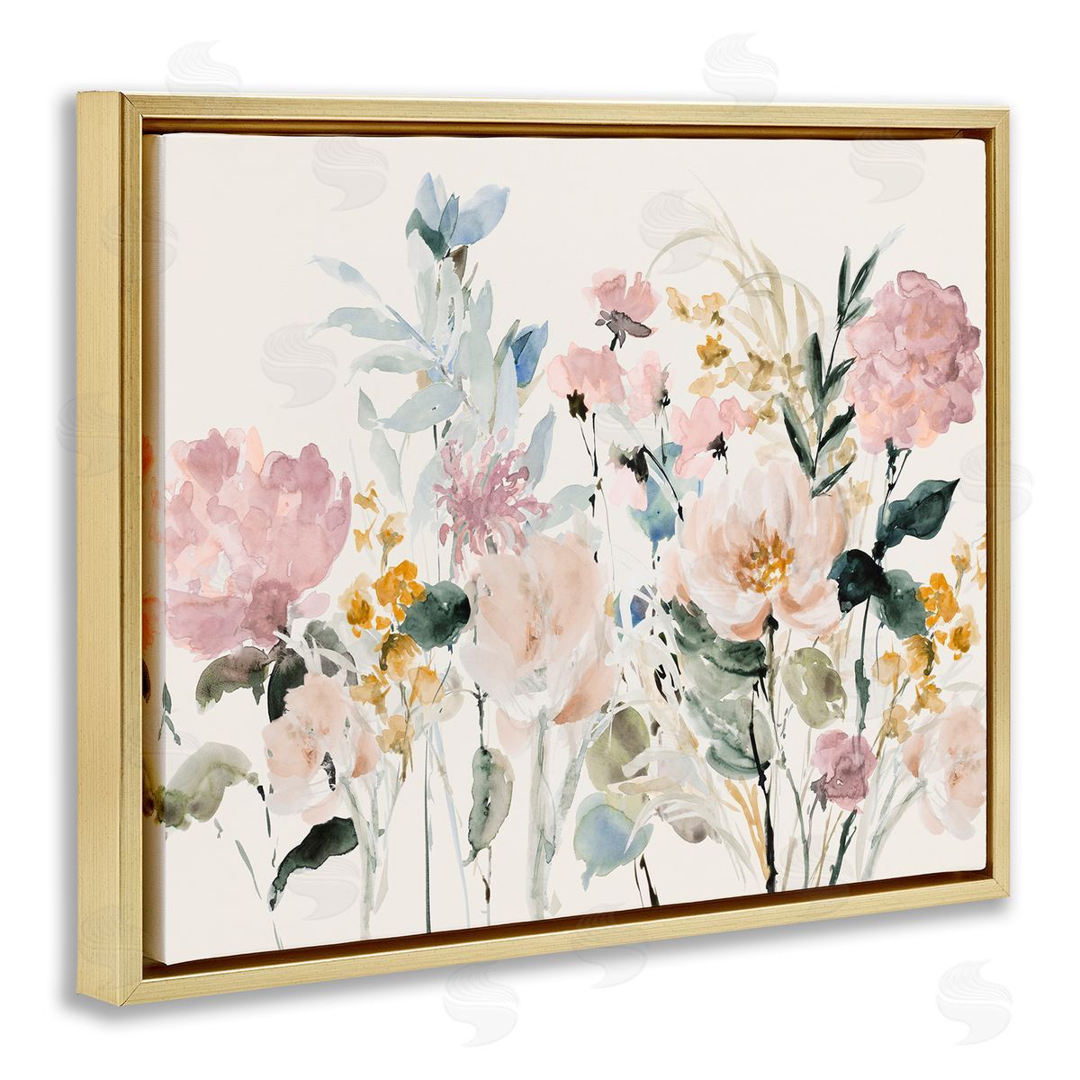 Lanie Loreth Pastel Spring Flowers Gold Floater Frame Canvas Artside_