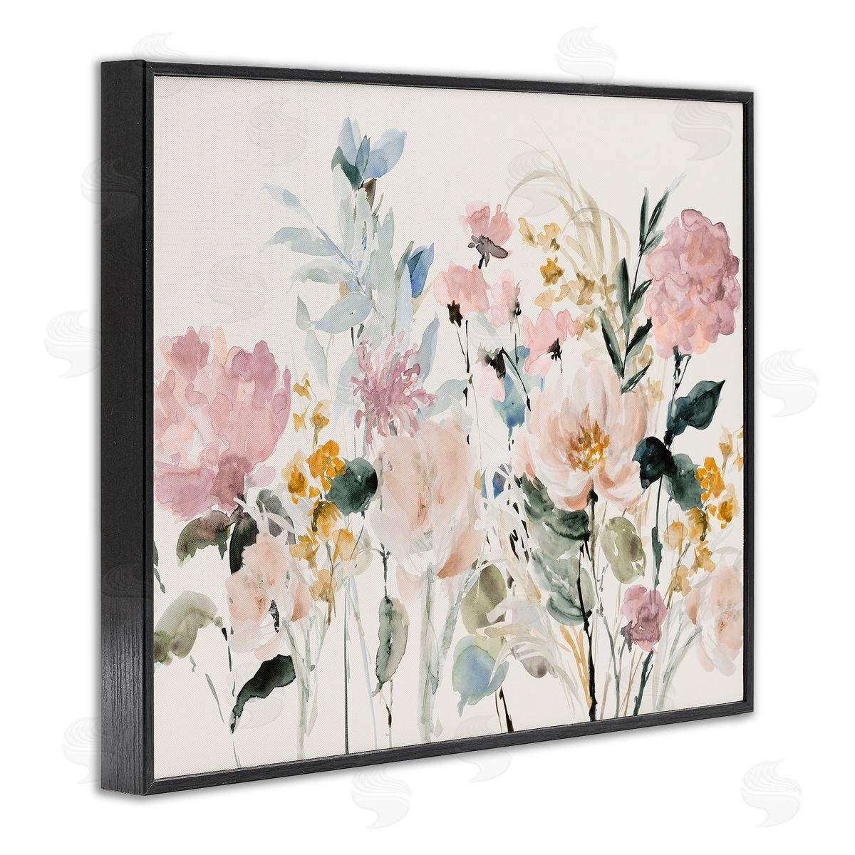 Lanie Loreth Pastel Spring Flowers Black Framed Giclee Wall Artside_