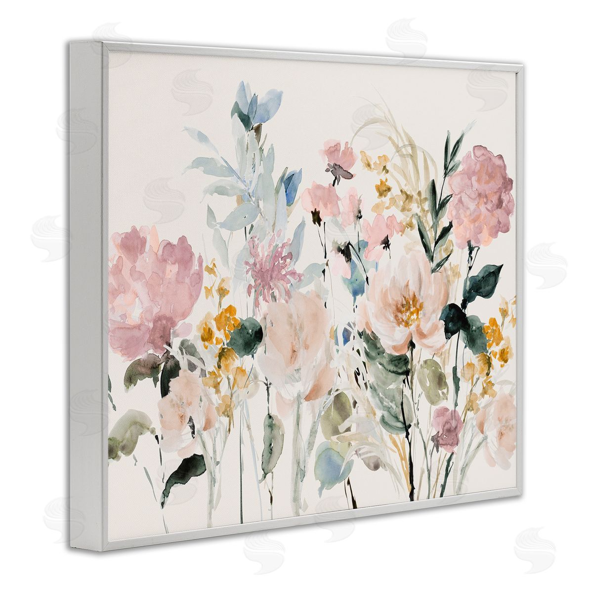 Lanie Loreth Pastel Spring Flowers White Framed Giclee Wall Artside_