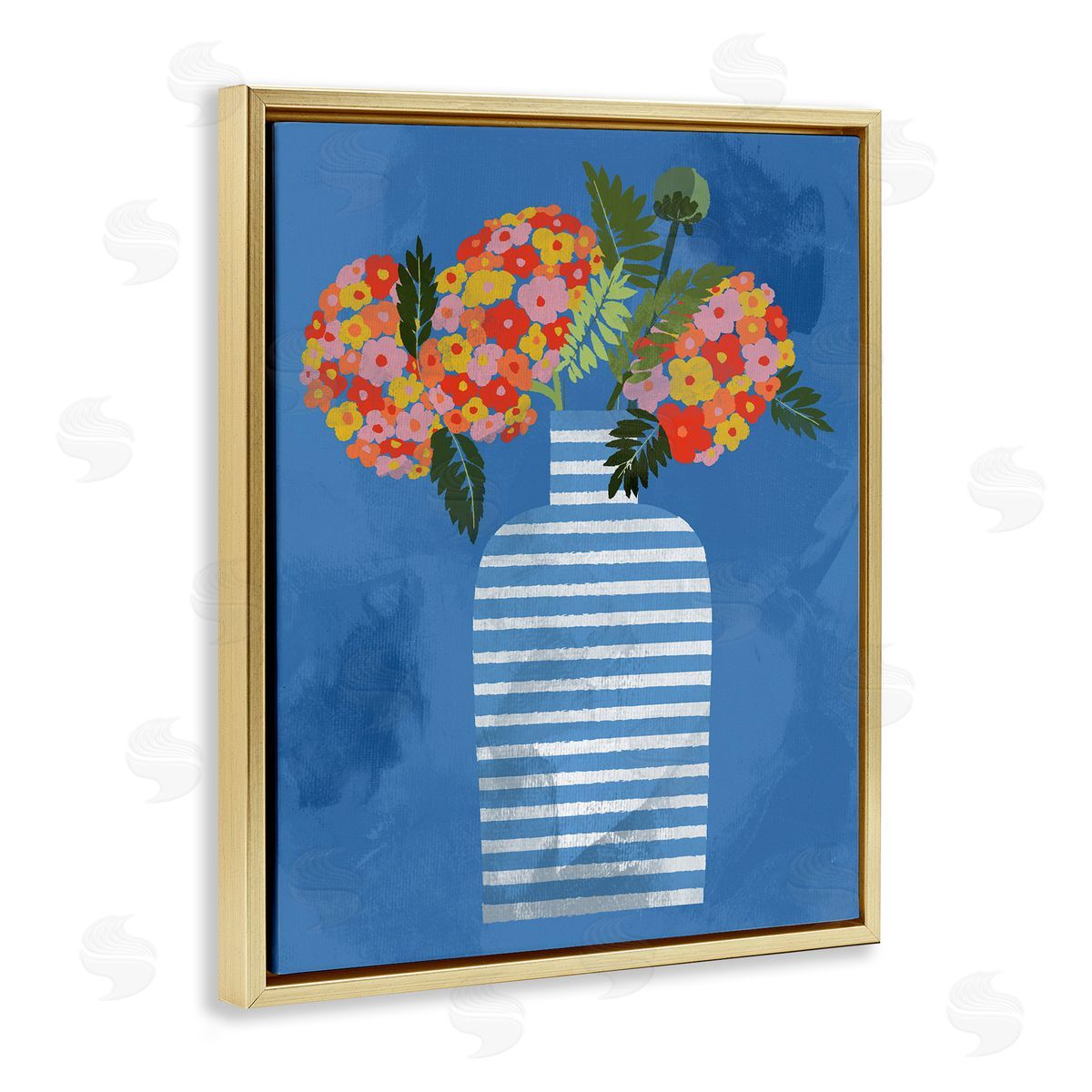 Pragya Kothari Contemporary Flower Vase Gold Floater Frame Canvas Artside_