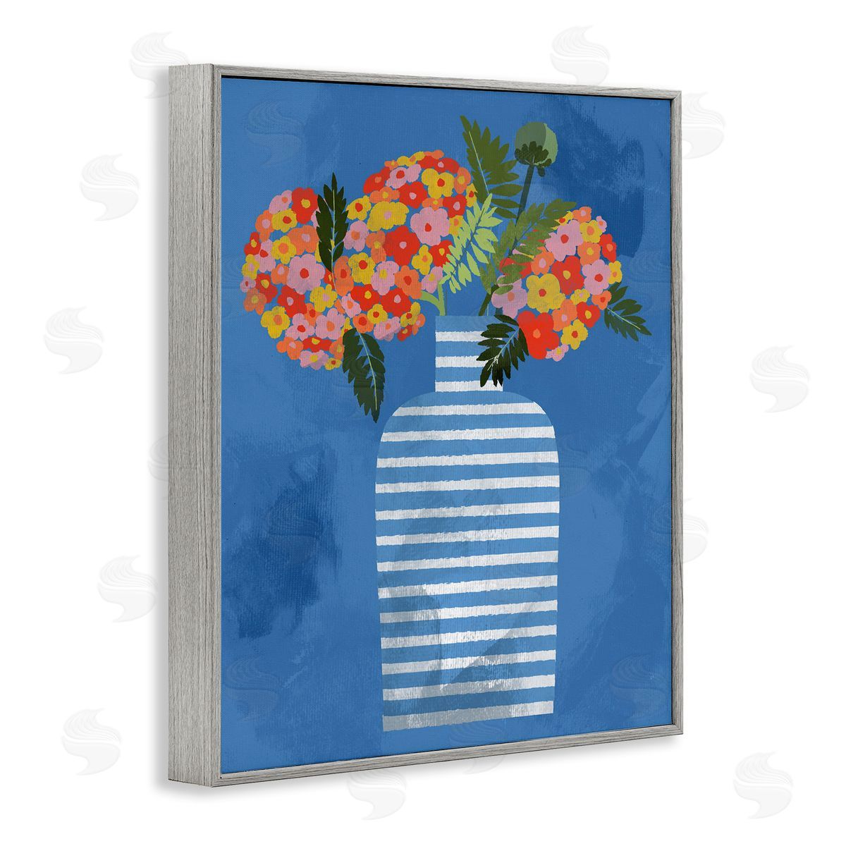 Pragya Kothari Contemporary Flower Vase Gray Framed Giclee Wall Artside_
